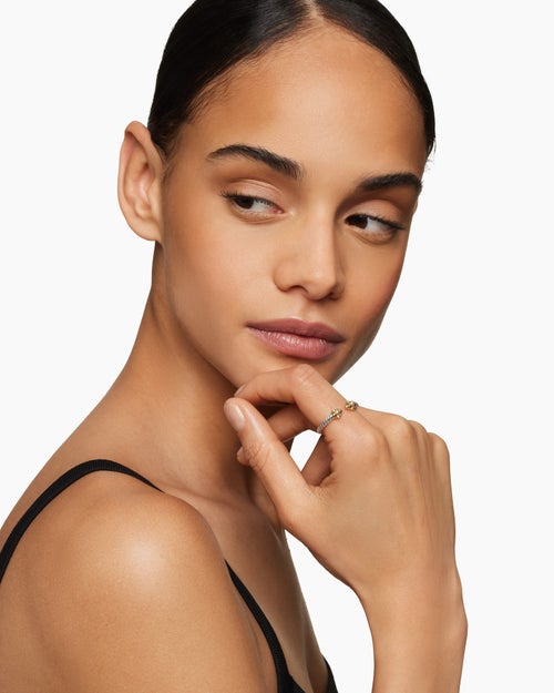 Womens Renaissance® Ring in Sterling Silver with 14K Yellow Gold, Gold Domes and Diamonds, 2.3mm