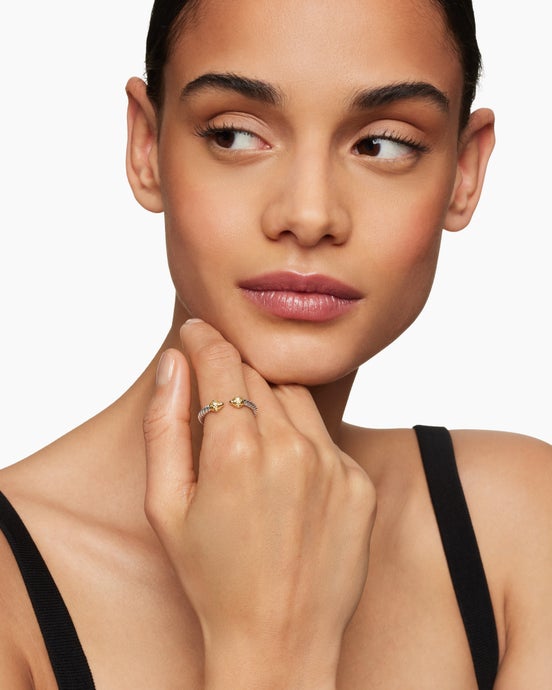 Renaissance® Ring in Sterling Silver with 14K Yellow Gold, Gold Domes and Diamonds, 2.3mm