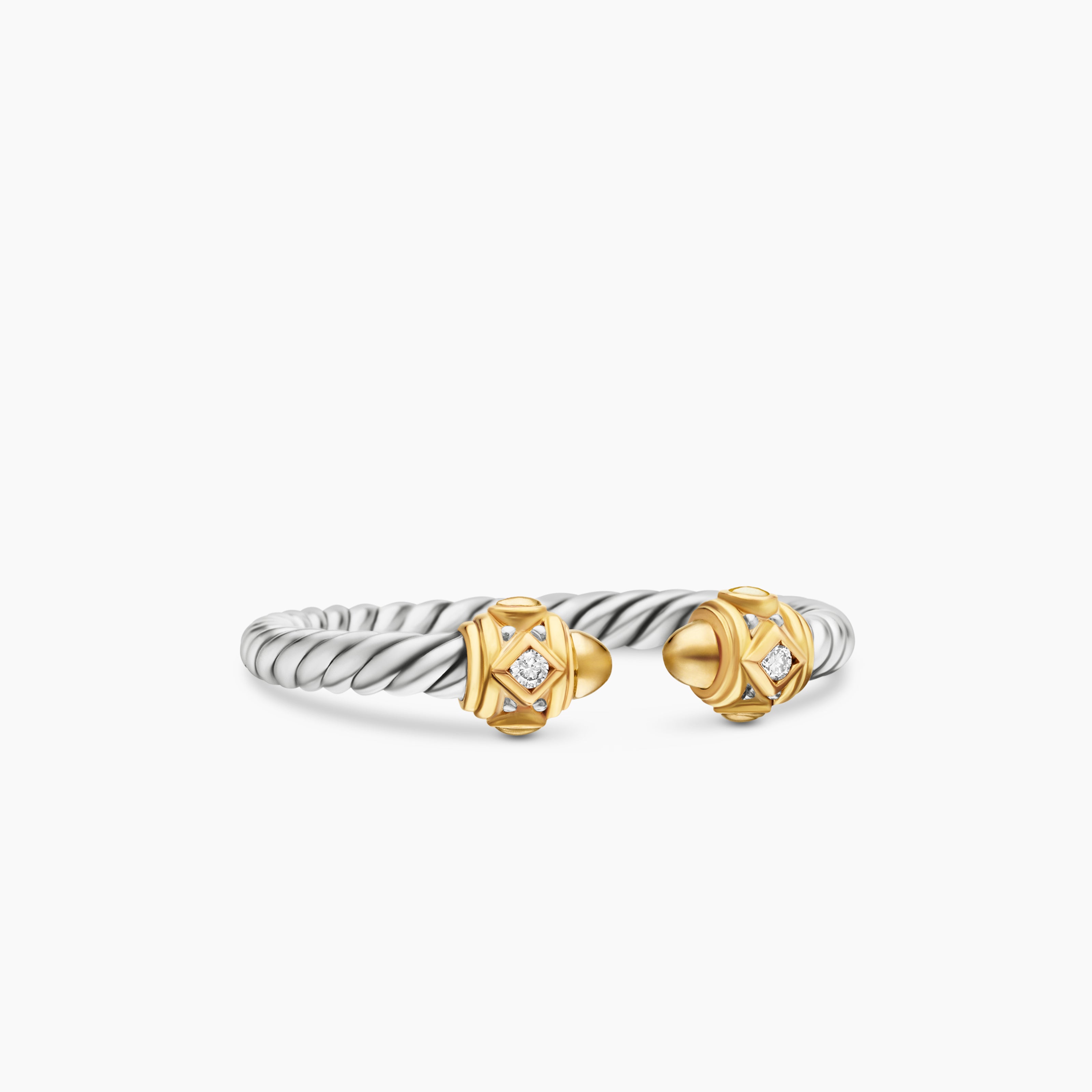 Womens Renaissance Ring in Sterling Silver with 14K Yellow Gold and Diamonds, 2.3mm
