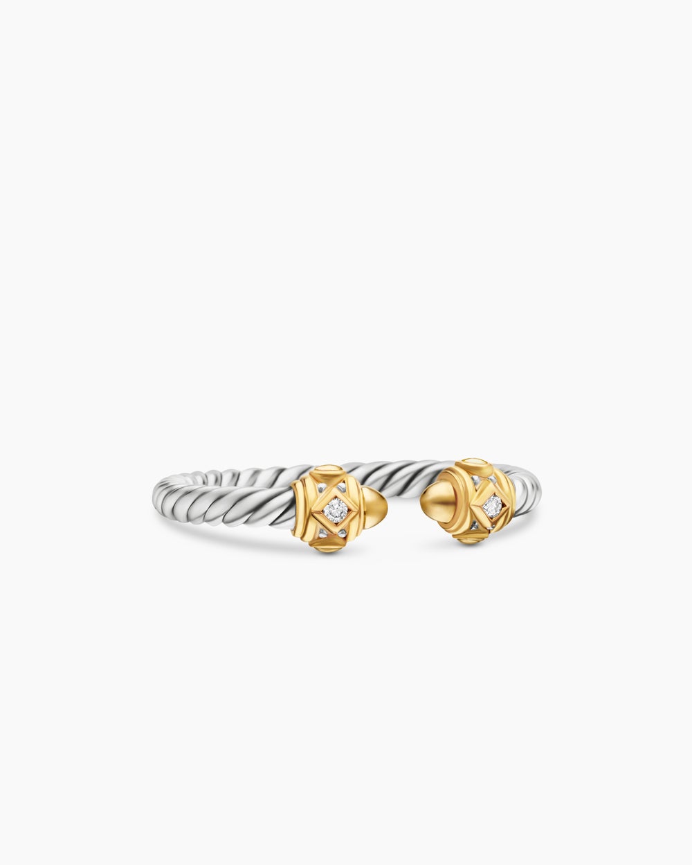 Womens Renaissance Ring in Sterling Silver with 14K Yellow Gold and Diamonds, 2.3mm