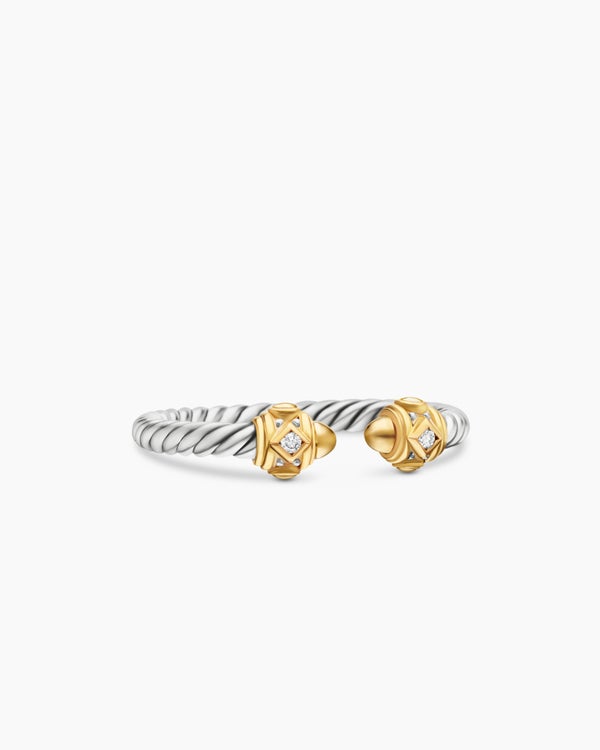 Renaissance Ring in Sterling Silver with 14K Yellow Gold and Diamonds, 2.3mm