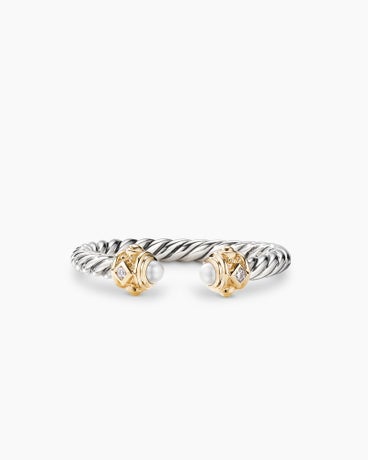 Renaissance Ring in Sterling Silver with 14K Yellow Gold, Pearls and Diamonds, 2.3mm