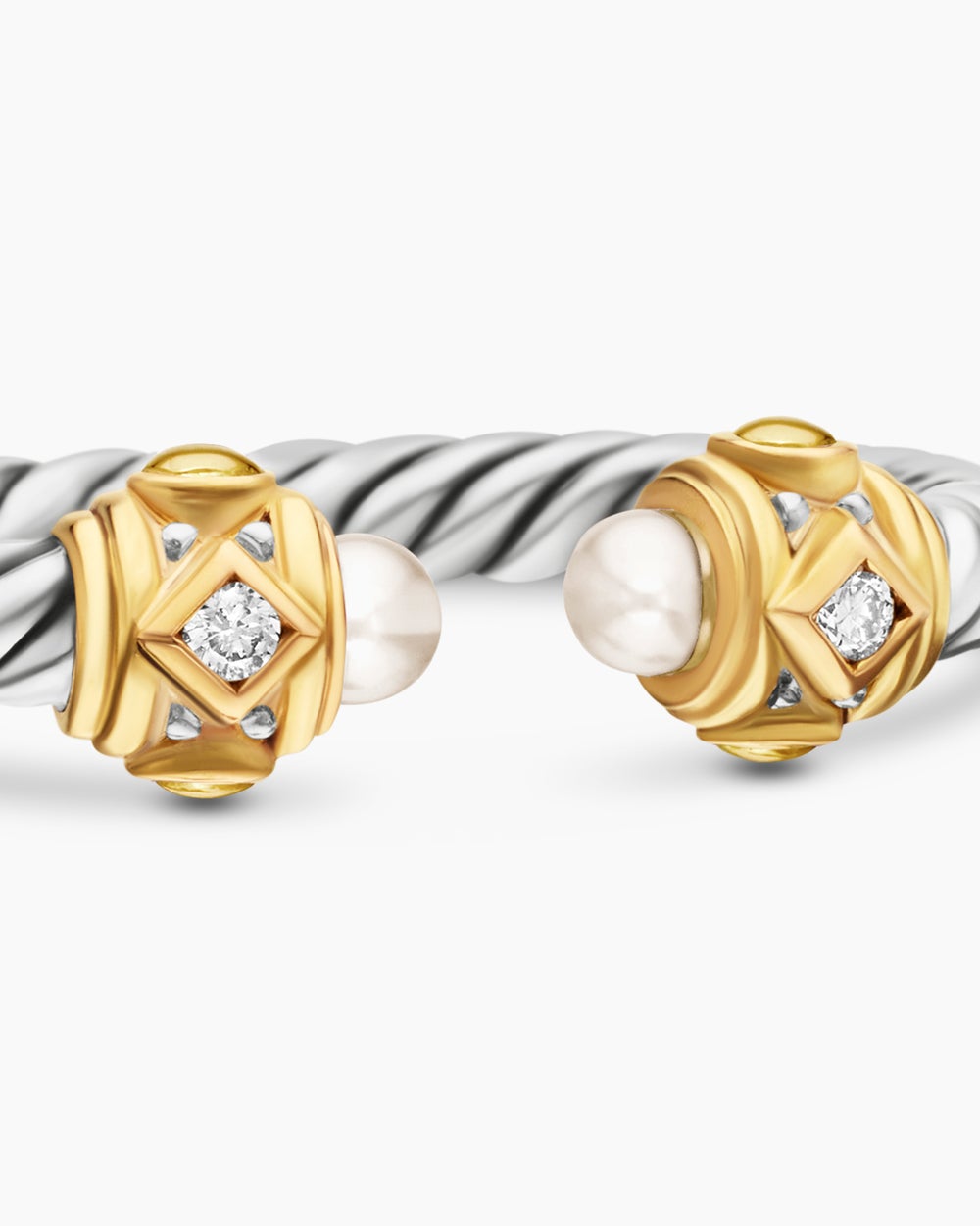 Womens Renaissance Ring in Sterling Silver with 14K Yellow Gold and Diamonds, 2.3mm