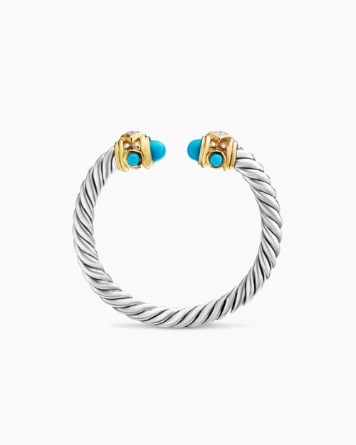 Womens Renaissance® Ring in Sterling Silver with 14K Yellow Gold, Turquoise and Diamonds, 2.3mm
