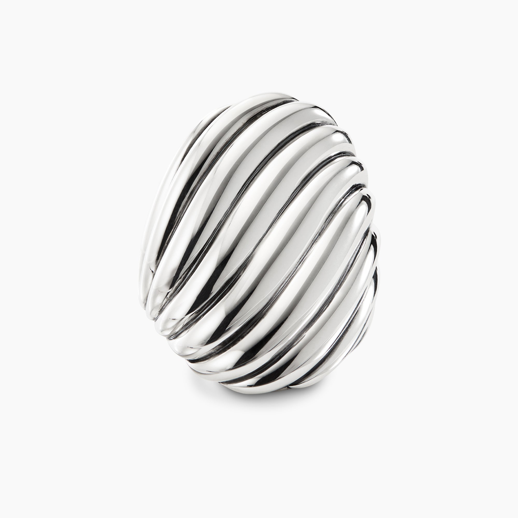 Sculpted Cable Ring in Sterling Silver, 30mm