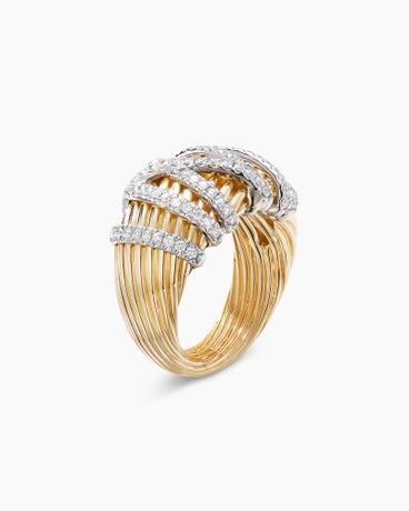 Helena Dome Ring in 18K Yellow Gold with Diamonds, 15.7mm
