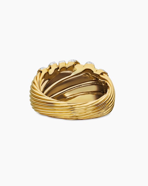 Womens Helena Dome Ring in 18ct Yellow Gold with Pavé Diamonds, 15.7mm
