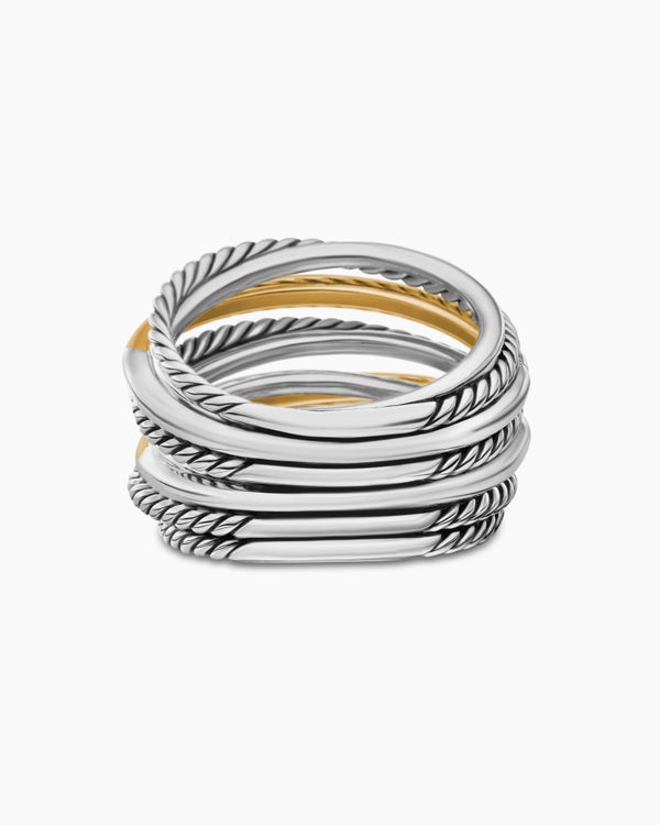 Crossover Ring in Sterling Silver with 18K Yellow Gold, 17.8mm