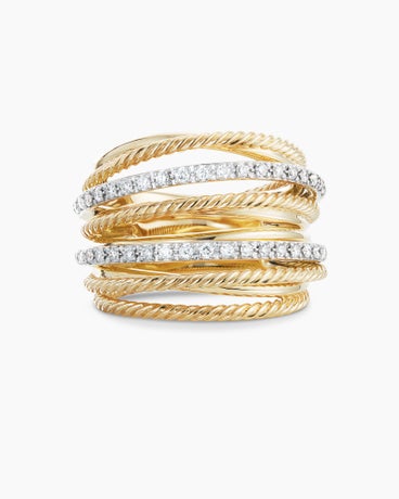 Crossover Ring in 18K Yellow Gold with Diamonds, 17.8mm