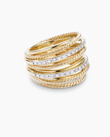 Crossover Ring in 18K Yellow Gold with Diamonds, 17.8mm