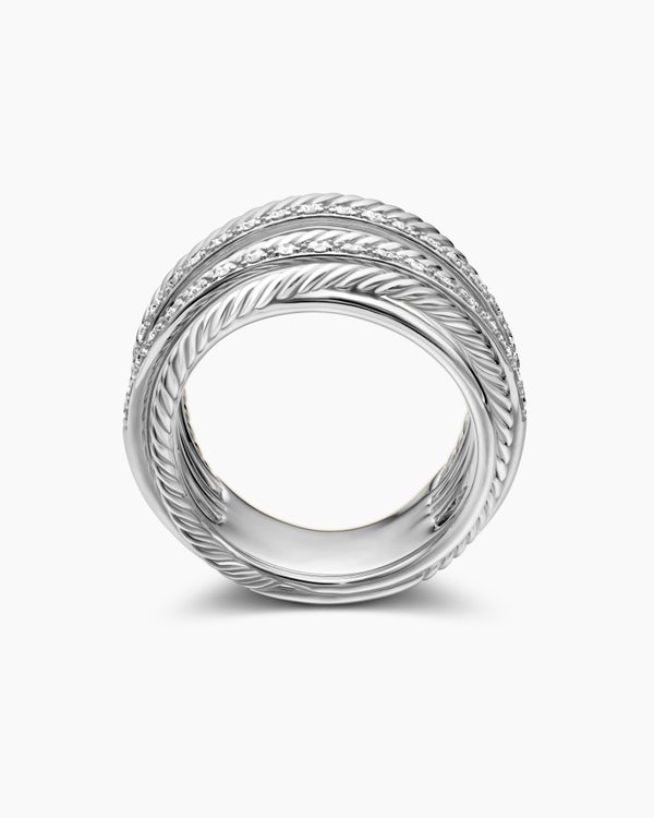 Crossover Ring in Sterling Silver with Diamonds, 17.8mm