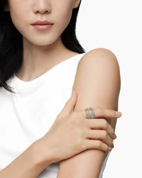 Crossover Ring in Sterling Silver with Diamonds, 17.8mm