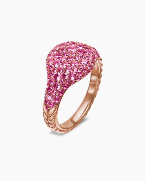 Womens Pavé Pinky Ring in 18K Rose Gold, 10mm