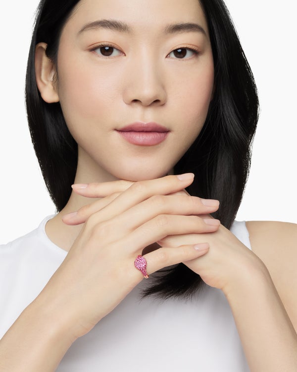 Pavé Pinky Ring in 18K Rose Gold, 10mm