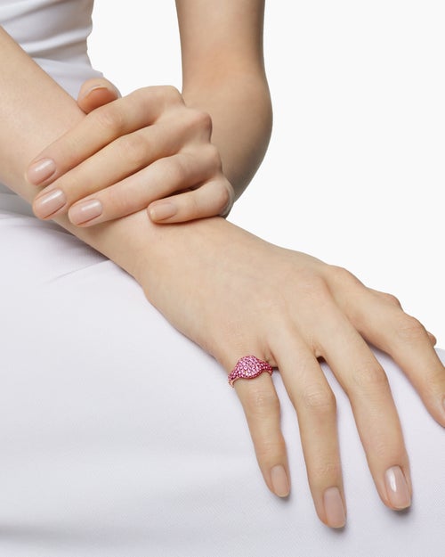 Womens Pavé Pinky Ring in 18K Rose Gold, 10mm