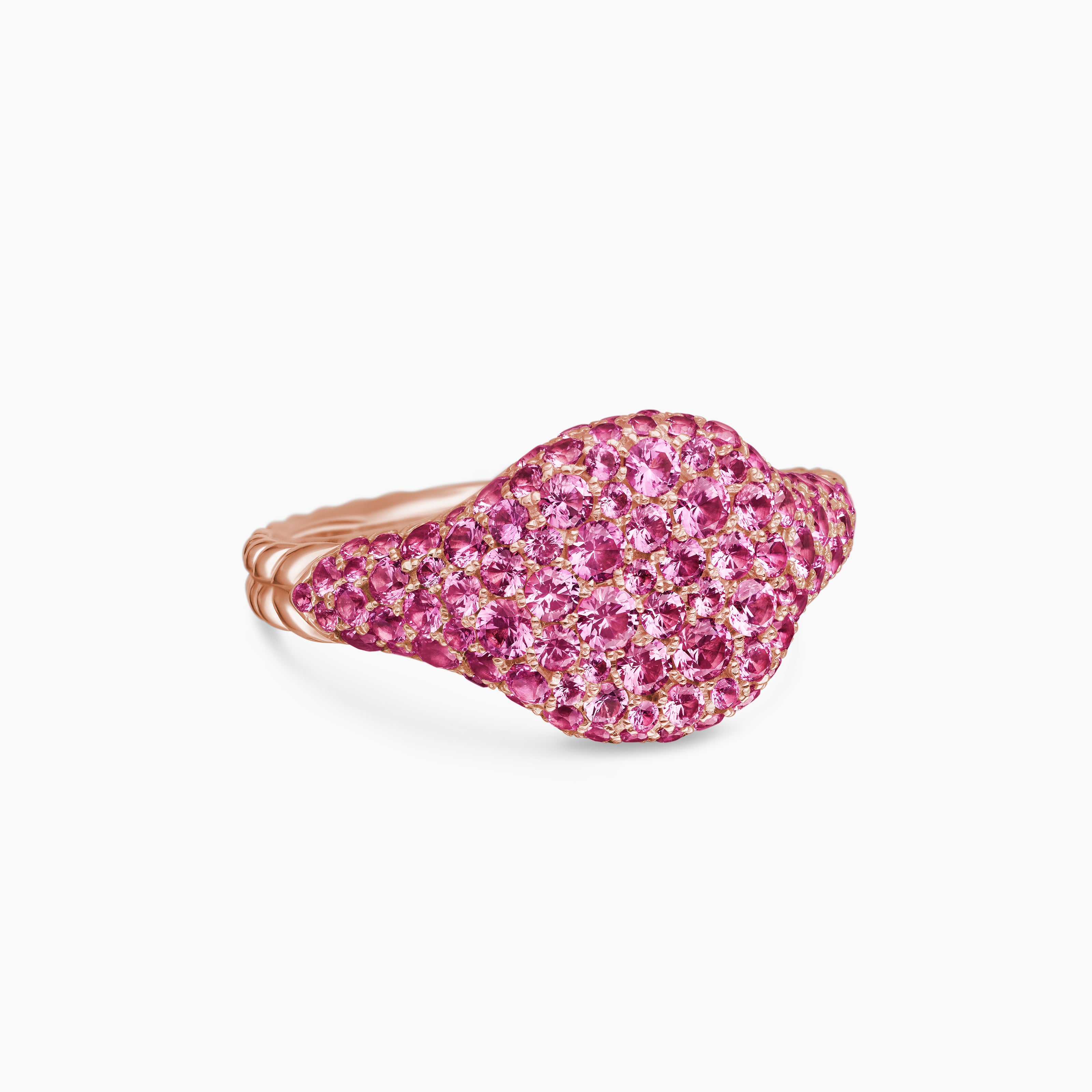 Womens Pav&eacute; Pinky Ring in 18K Rose Gold, 10mm