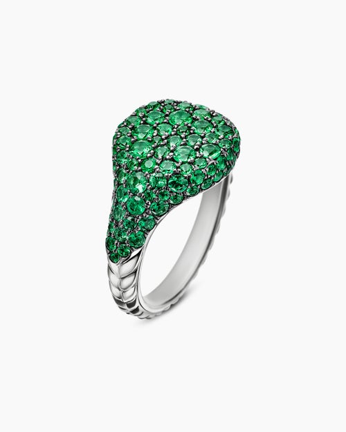 Womens Pavé Pinky Ring in 18K White Gold, 10mm
