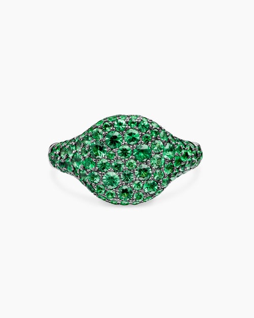 Womens Pavé Pinky Ring in 18K White Gold, 10mm