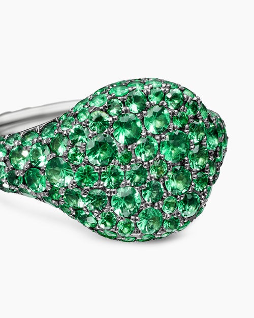 Womens Pavé Pinky Ring in 18K White Gold, 10mm