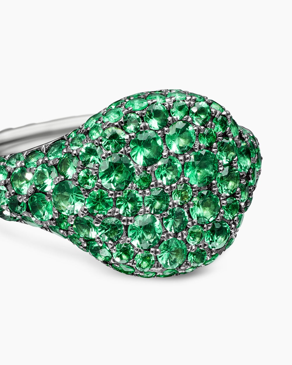 Womens Pavé Pinky Ring in 18K White Gold, 10mm