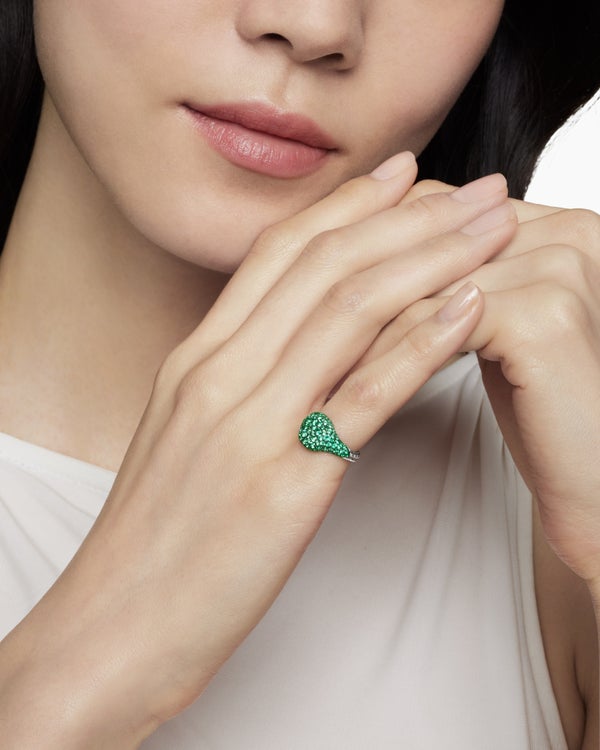 Pavé Pinky Ring in 18K White Gold, 10mm