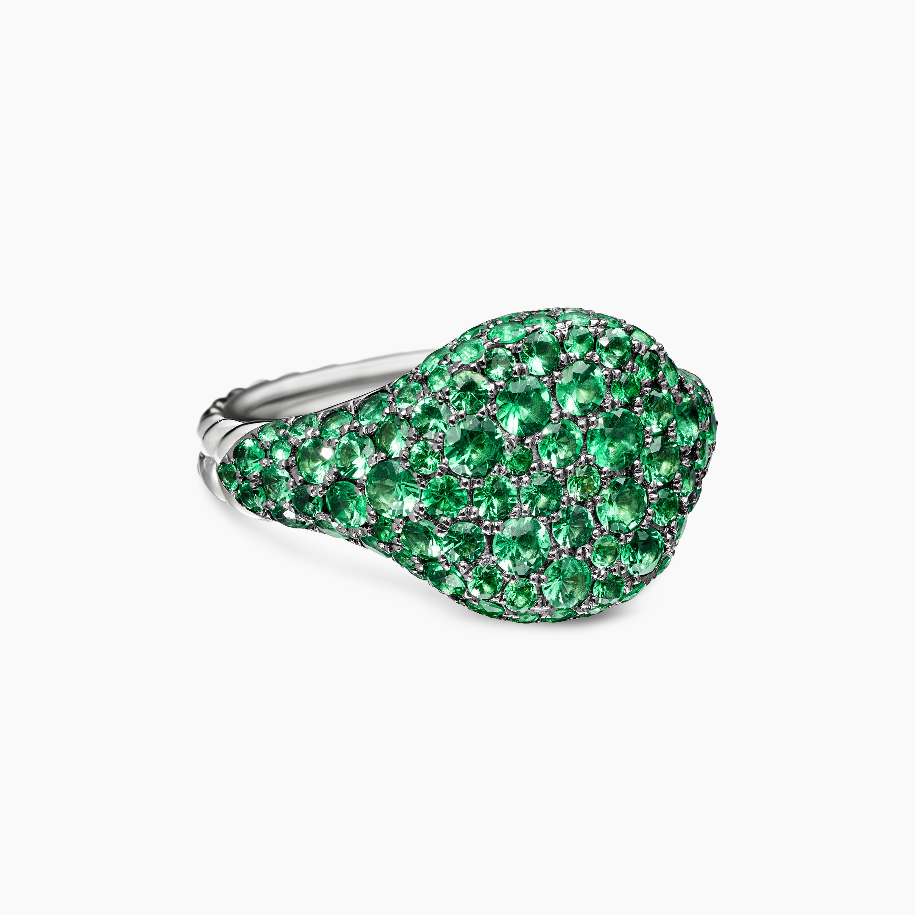 Womens Pav&eacute; Pinky Ring in 18K White Gold, 10mm