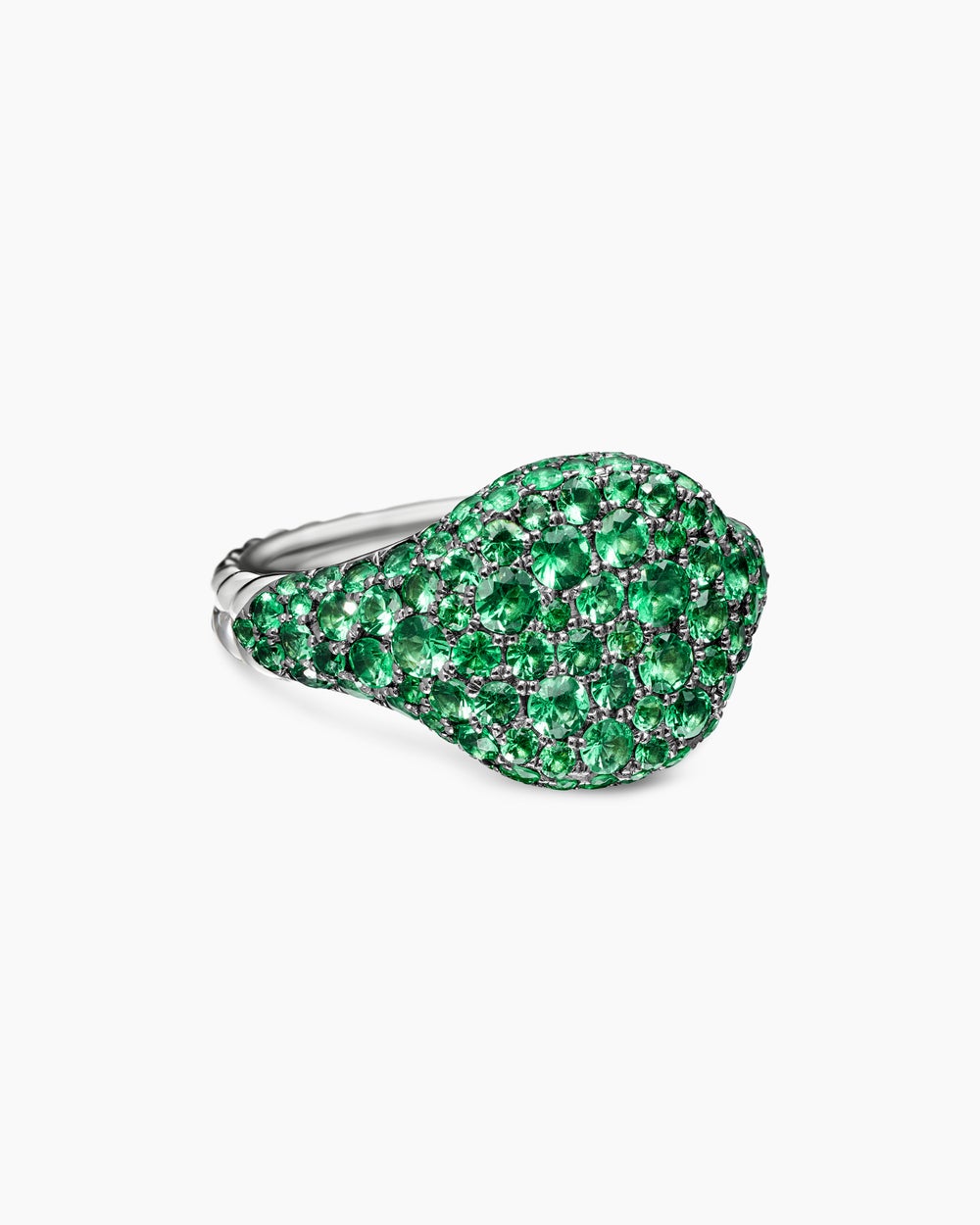 Womens Pavé Pinky Ring in 18K White Gold, 10mm