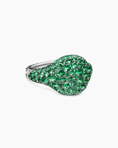Womens Pavé Pinky Ring in 18K White Gold, 10mm