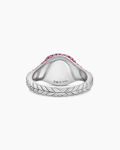 Womens Pavé Pinky Ring in 18K White Gold, 10mm