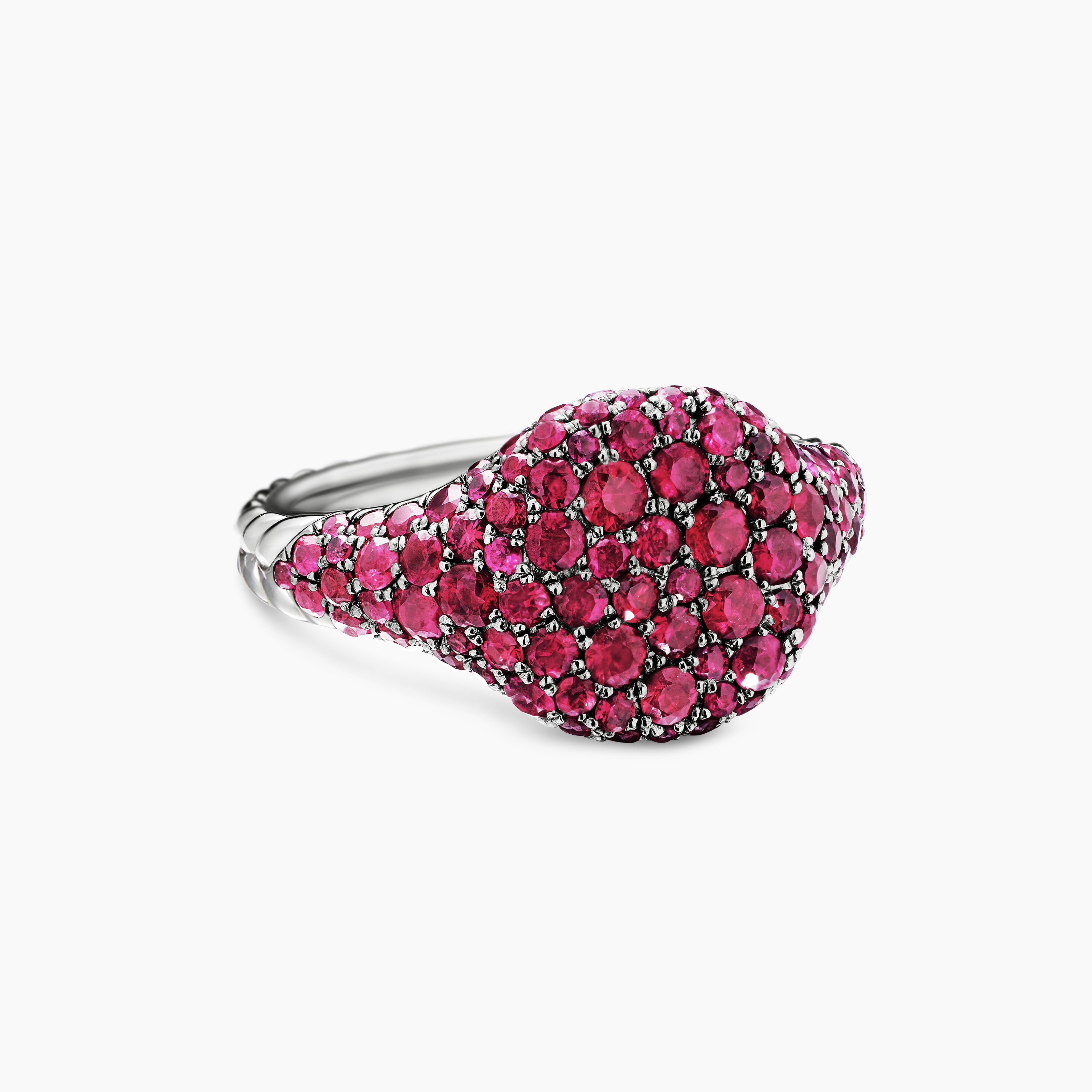 Womens Pav&eacute; Pinky Ring in 18K White Gold, 10mm