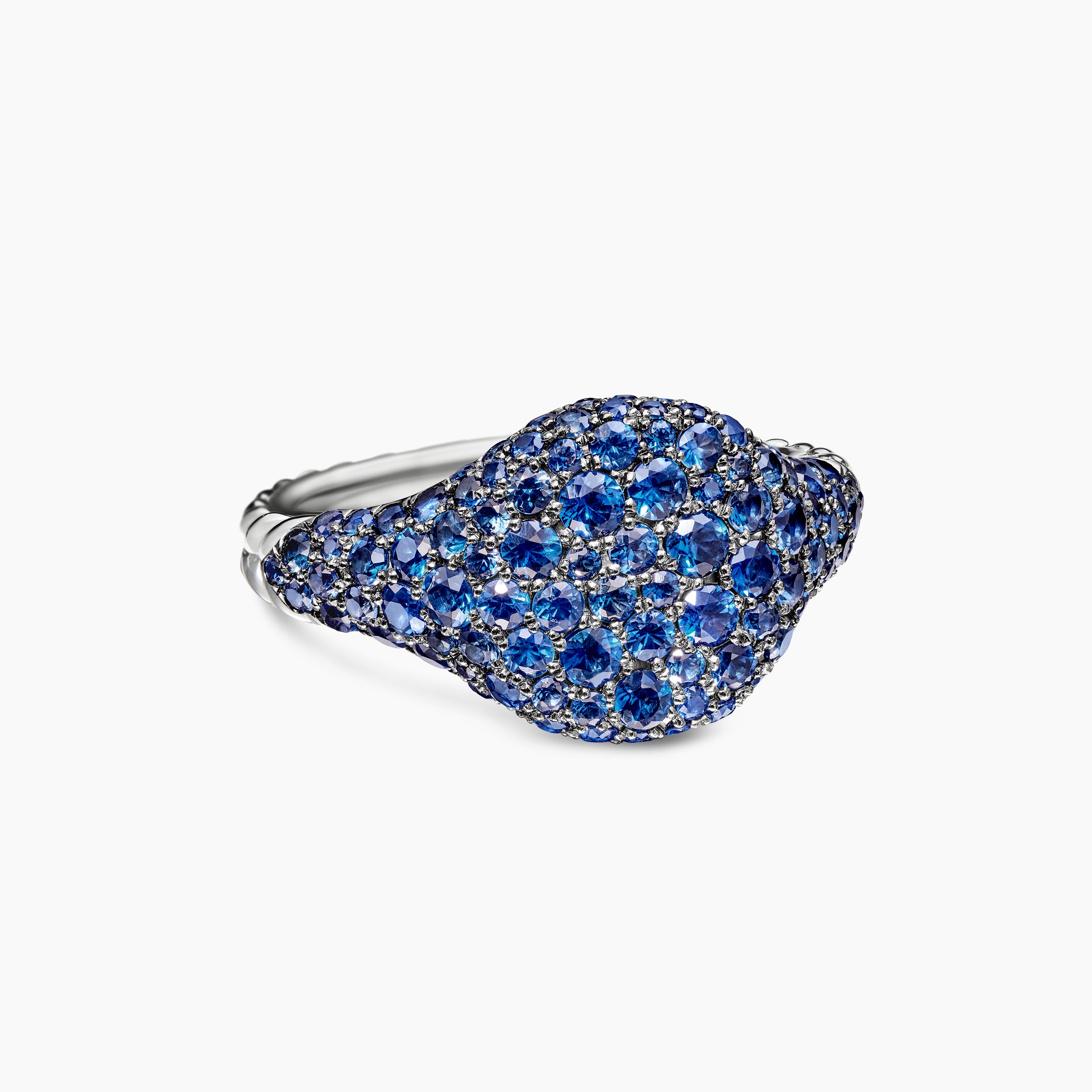 Womens Pav&eacute; Pinky Ring in 18K White Gold, 10mm