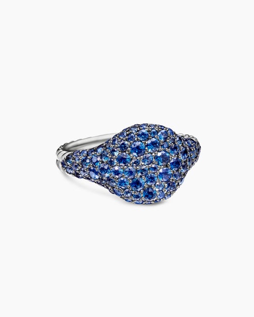 Womens Pavé Pinky Ring in 18K White Gold, 10mm