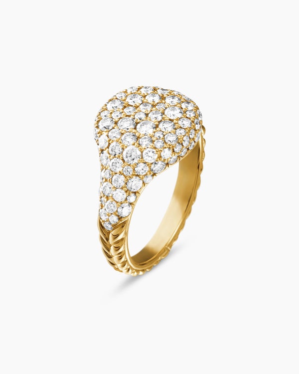 Pavé Pinky Ring in 18K Yellow Gold with Diamonds, 10mm