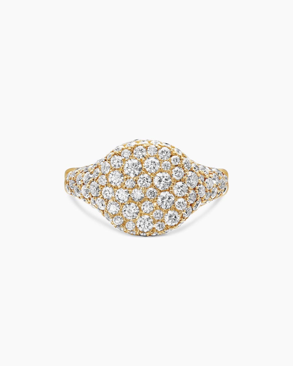 Womens Pavé Pinky Ring in 18ct Yellow Gold with Diamonds, 10mm