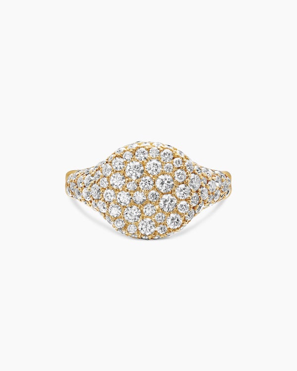Pavé Pinky Ring in 18K Yellow Gold with Diamonds, 10mm