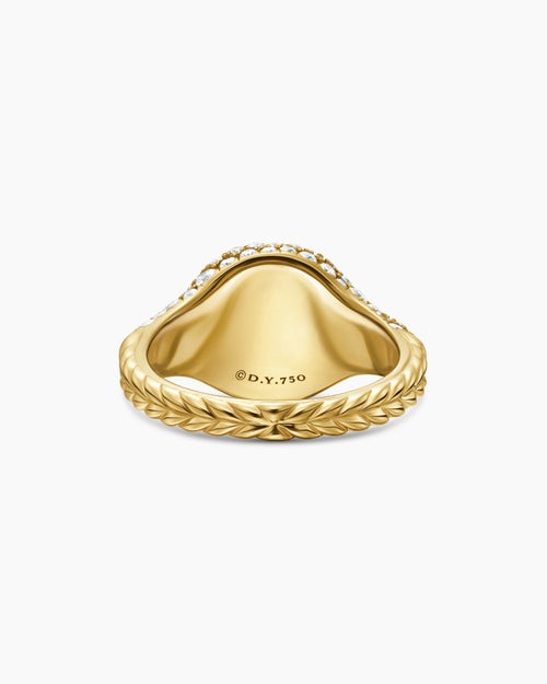 Womens Pavé Pinky Ring in 18K Yellow Gold with Diamonds, 10mm