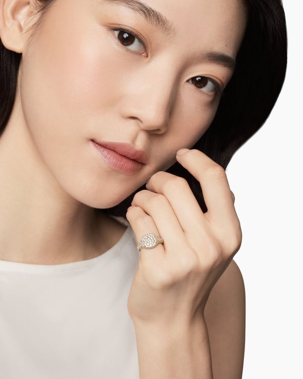 Pavé Pinky Ring in 18K Yellow Gold with Diamonds, 10mm