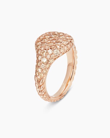 Chevron Pinky Ring in 18K Rose Gold with Diamonds, 10mm