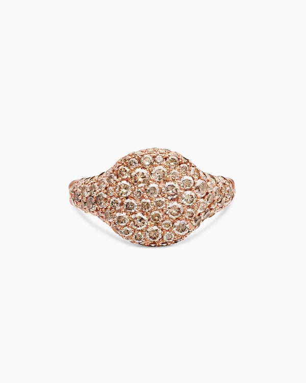 Pavé Pinky Ring in 18K Rose Gold with Diamonds, 10mm