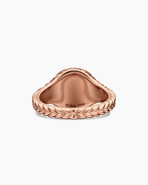 Bague pour auriculaire à pavé en or rose 18 carats avec diamants cognac, 10 mm pour femmes
