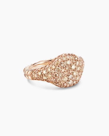 Chevron Pinky Ring in 18K Rose Gold with Diamonds, 10mm