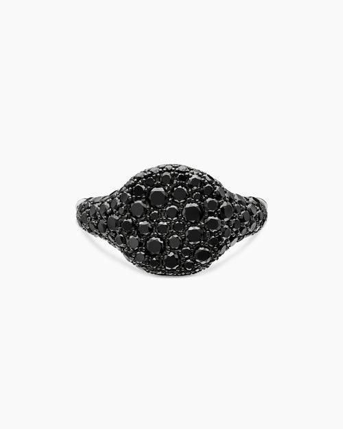 Womens Pavé Pinky Ring in 18K White Gold with Diamonds, 10mm