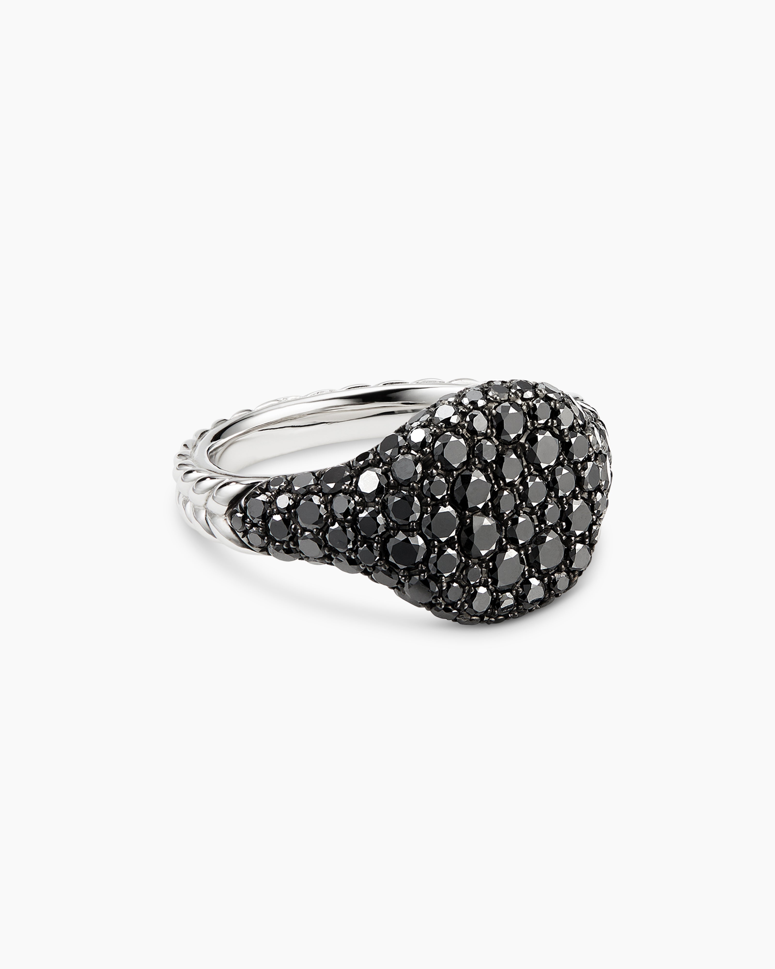 David Yurman DY Initial Pinky Ring in Sterling Silver with Diamonds
