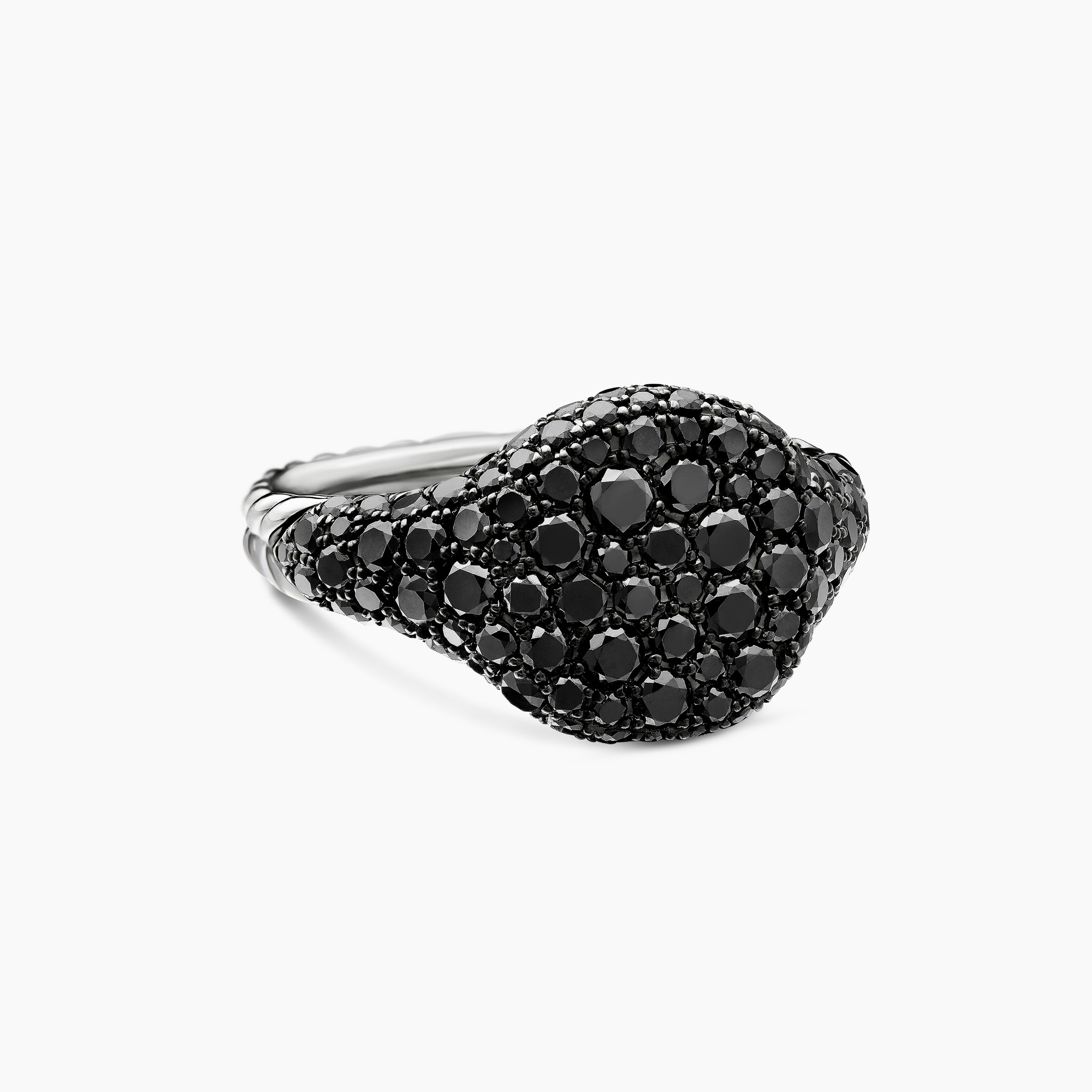 Womens Pav&eacute; Pinky Ring in 18K White Gold with Diamonds, 10mm