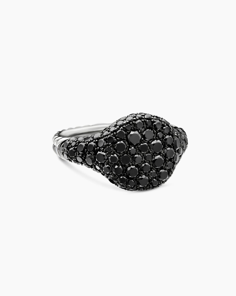 Womens Pavé Pinky Ring in 18K White Gold with Diamonds, 10mm