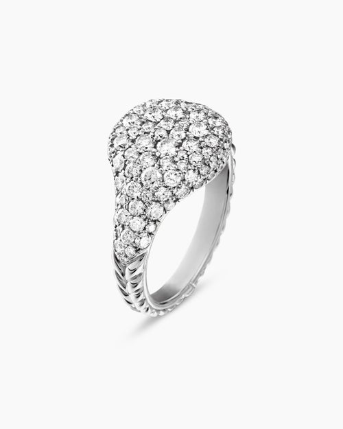 Womens Pavé Pinky Ring in 18K White Gold with Diamonds, 10mm