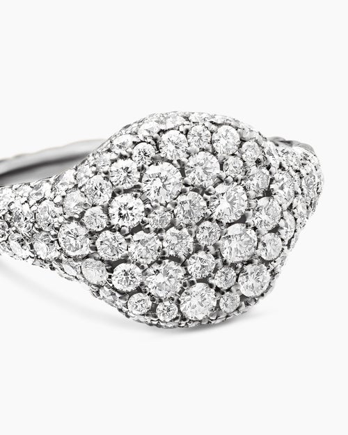 Womens Pavé Pinky Ring in 18K White Gold with Diamonds, 10mm