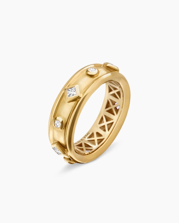 Modern Renaissance® Band Ring in 18K Yellow Gold with Diamonds, 6.6mm