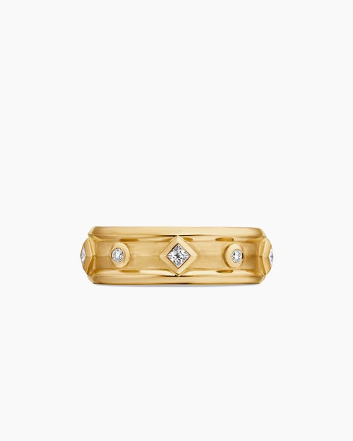 Womens Modern Renaissance® Band Ring in 18K Yellow Gold with Diamonds, 6.6mm