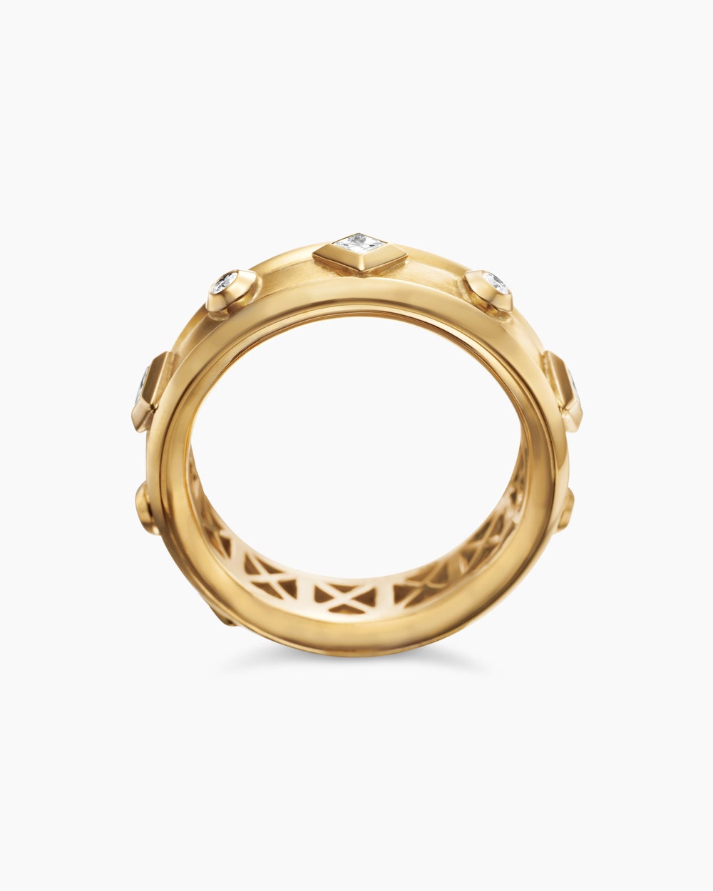 Womens Modern Renaissance® Band Ring in 18K Yellow Gold with Diamonds, 6.6mm
